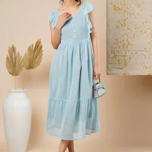 Women's Polka-Dot Tiered Ethnic Dress – Style 715