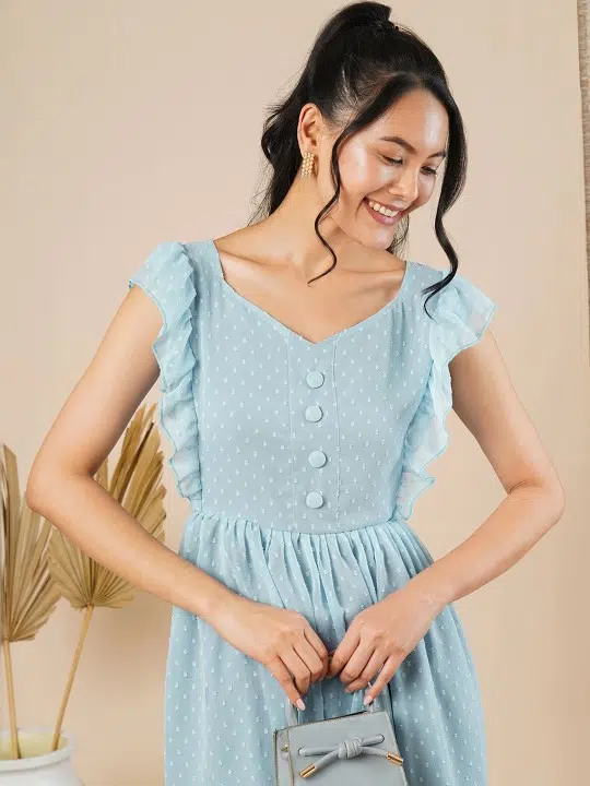 Women's Polka-Dot Tiered Ethnic Dress – Style 715