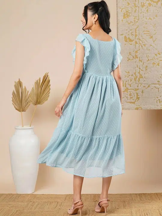 Women's Polka-Dot Tiered Ethnic Dress – Style 715