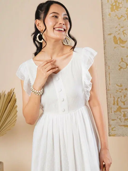 Women's Polka-Dot Tiered Ethnic Dress – Style 719