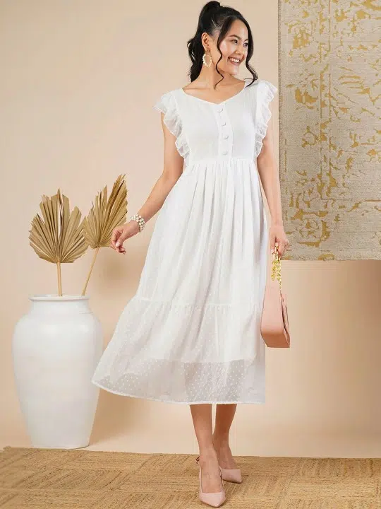 Women's Polka-Dot Tiered Ethnic Dress – Style 719