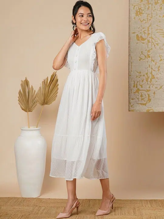 Women's Polka-Dot Tiered Ethnic Dress – Style 719