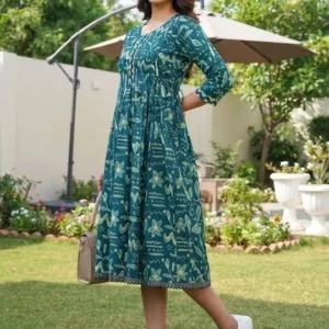 Women's Print A-Line Ethnic Dress – Style 190