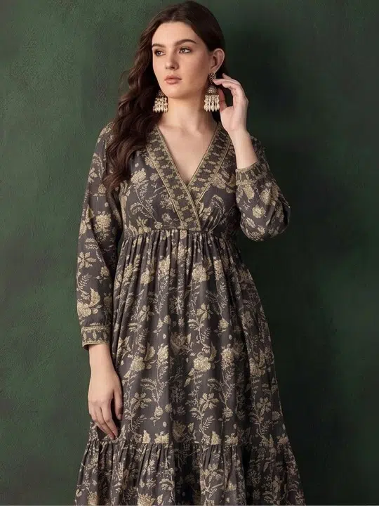 Women's Print A-Line Ethnic Dress – Style 637