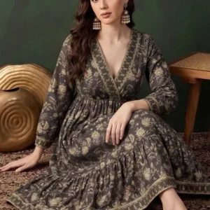 Women's Print A-Line Ethnic Dress – Style 637
