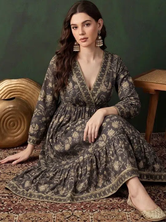 Women's Print A-Line Ethnic Dress – Style 637