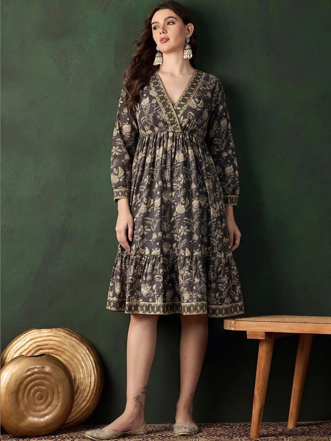 Women's Print A-Line Ethnic Dress – Style 637