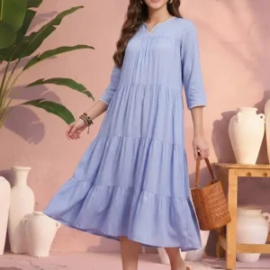 Women's Print A-Line Midi Dress – Style 903