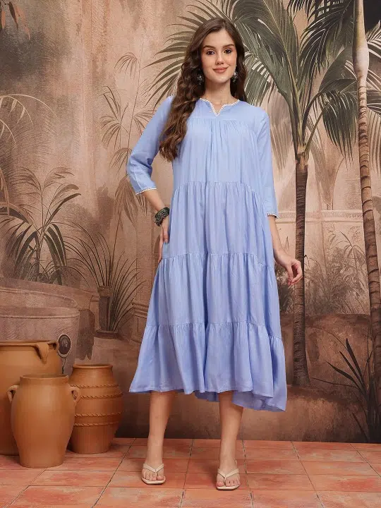 Women's Print A-Line Midi Dress – Style 903