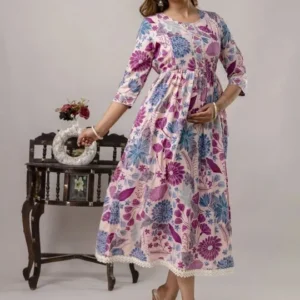 Women's Print Fit-&-Flare Maternity Dress – Style 272