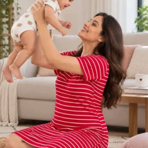Women's Stripe Maternity Shirt Dress – Style 926