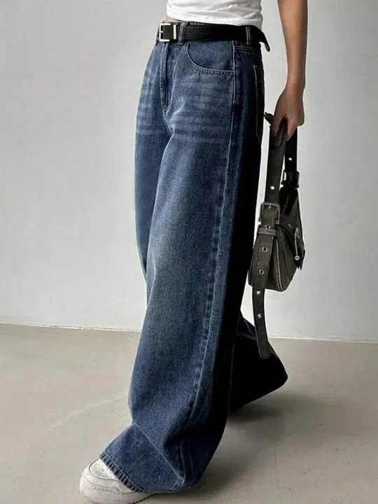 Women's Wide Leg High-Rise Light-Fade Stretch Jeans – Style 690