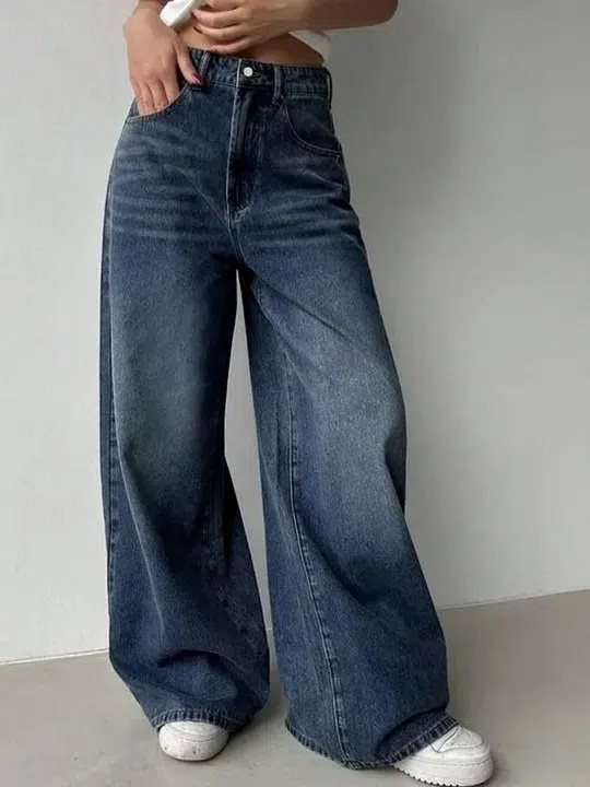 Women's Wide Leg High-Rise Light-Fade Stretch Jeans – Style 690