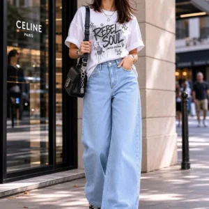 Women's Wide Leg High-Rise Stretch Jeans – Style 748