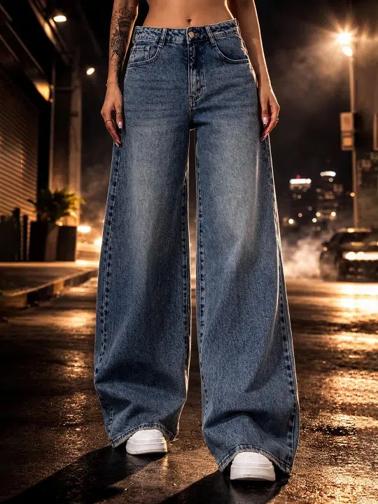 Women's Wide Leg High-Rise Stretch Jeans – Style 774