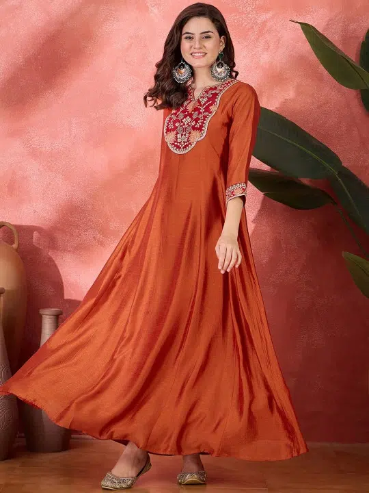 Women's Zari-Sequin Maxi Gown – Style 711